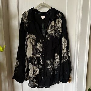 Floral Button-Up Top - 3XL NWT